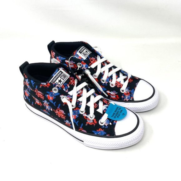 💖MEGA SALE💖Converse Ctas Street Mid Black Marina Shoes Junior Canvas 672732F - Picture 3 of 9